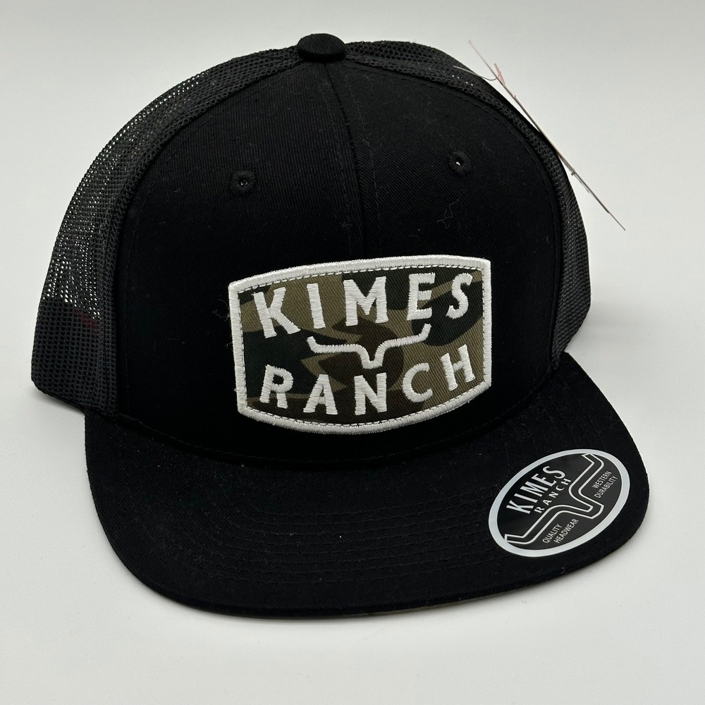 New Kimes Ranch Mens Trucker Hat Black Camo Patch Snapback Western Mesh Cap Gift